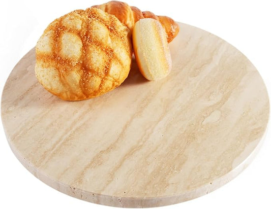 Travertine Lazy Susan for Table Top, 12 in Lazy Susan Turntable Organizer for Cabinet Pantry Kitchen Countertop Fridge Bathroom Makeup Vanity Countertop by BCS