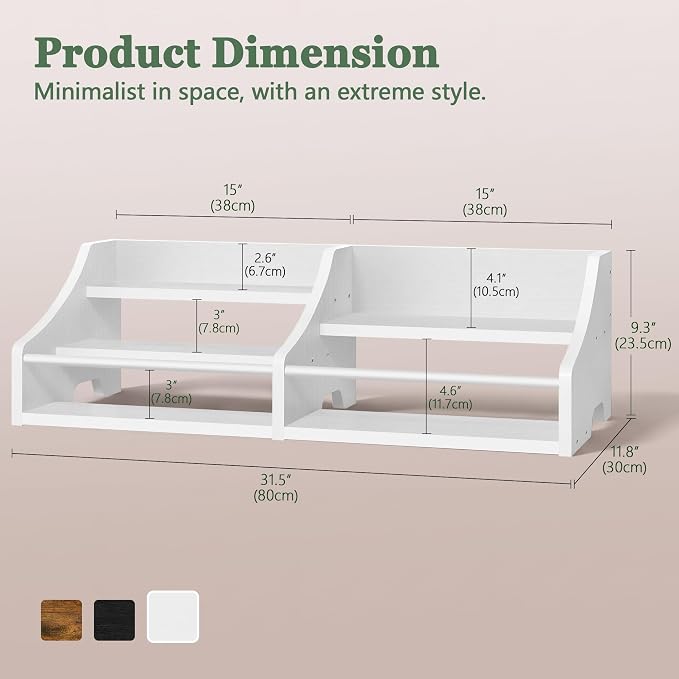 5 Tier Countertop Liquor Bottle Display Shelf Organizer, Retro Tabletop Wine Rack Stand, Multi-Purpose Storage Holder for Whiskey, Spirits, Coffee Syrup, Mini Home Bar & Liquor Cabinet, White - Image 7