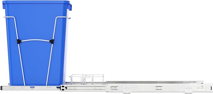 Rev-A-Shelf Pullout Trash Can for Under Kitchen Cabinets 35 Qt Garbage Waste Recyling Bin with Full Extension Slides, Blue, RV-12KD-22C-S - Image 6