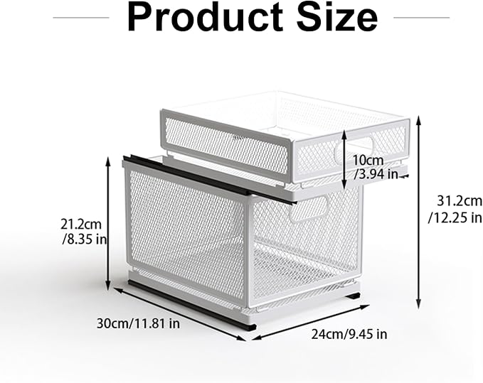 Pull Out Cabinet Organizer, Slide Out Drawers Fixed with Adhesive Nano Film, Pantry Shelves Sliding Drawer Storage Organization for Kitchen (Double Layer 11.8 * 9.4 * 12.3inch/30 * 24 * 31.2cm) - Image 3