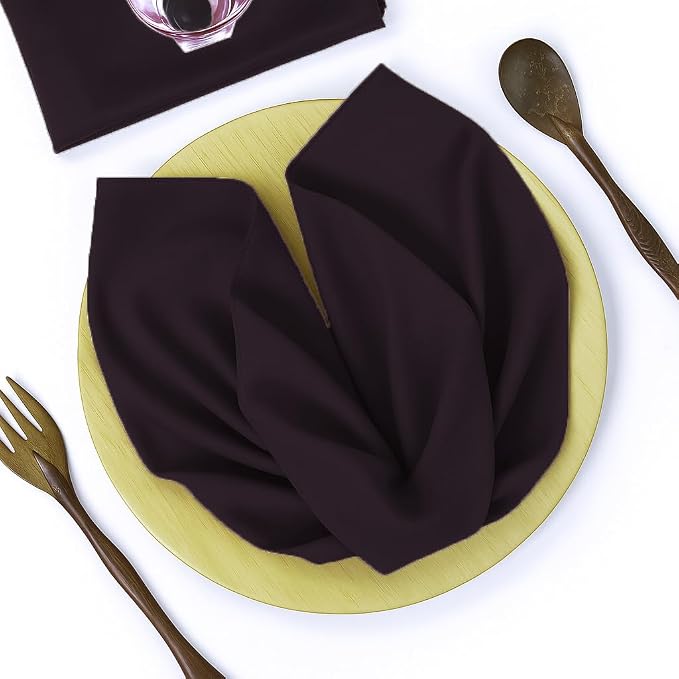 Pack of 100 PCS Cloth Napkins 17x17 inch Washable Polyester Dinner Napkins Soft Table Napkins for Wedding Party Dining Banquet Bistro Decoration - Plum by MDS