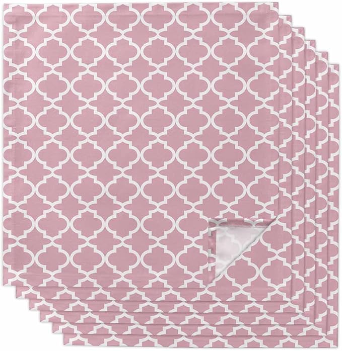 Cloth Napkins Set of 6-20x20 Inches, Pink Moroccon Washable Reusable Table Napkins, Romantic Minimalist Modern Aesthetic Soft & Absortbent Dining Napkin for Party Wedding Hotel Restaurant by Unknown