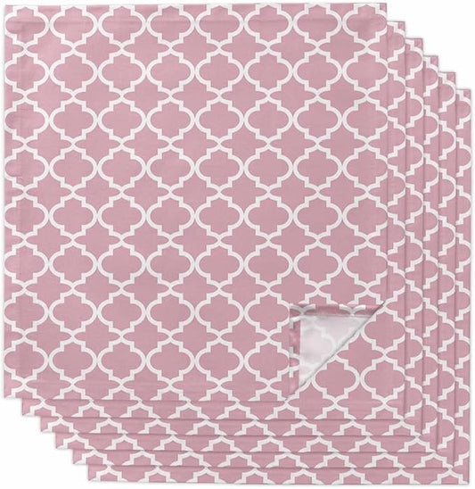Cloth Napkins Set of 6-20x20 Inches, Pink Moroccon Washable Reusable Table Napkins, Romantic Minimalist Modern Aesthetic Soft & Absortbent Dining Napkin for Party Wedding Hotel Restaurant by Unknown