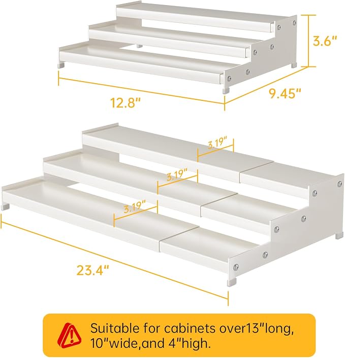 Expandable Carbon Steel Spice Rack Organizer for Pantry, Adjustable 3-Tier Ladder Shelf,Holds Up to 24 Cans,Kitchen Countertop Organizer, Rustproof Storage Rack for Spices, Cans, Sauces & Dry Goods - Image 5