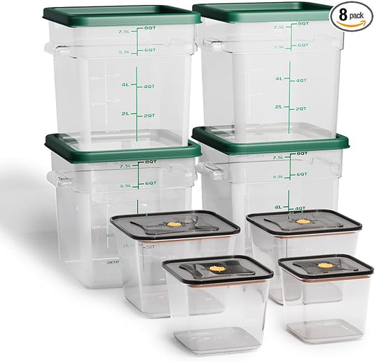 8 Pack Food Storage Containers with Lids；BPA-Free Cereal, Rice, Flour, Pasta & Snack Container, Stackable & Durable,Kitchen Pantry Organizer （0.95qt+1.5qt+2.2qt+3.2qt+4 * 8qt） by Unknown