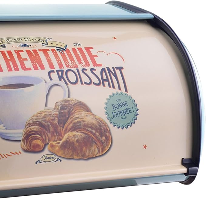 Metal Bread Box with Roll Top, Large Capacity Airtight Vintage Metal Bread Bin, Space Saving Countertop Storage for Kitchen Home Loaves and Pastries (Blue Green) - Image 8