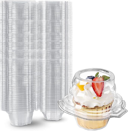 180 Packs Individual Cupcake Containers Stackable Single Compartment Cupcake Disposable Carrier Holder Box Deep Dome Clear Plastic BPAFree (180 counts) by Foodiejoy