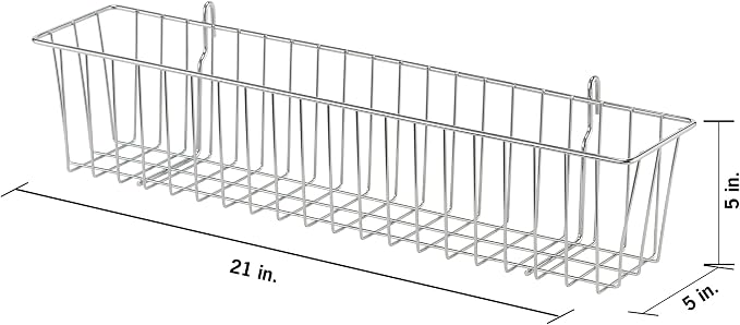 TRINITY EcoStorage 21-Inch Metal Hanging Basket to Use With Shelf Units and Storage Racks for Garage, Kitchen, and Closet Organization, NSF Certified, 20 Pound Capacity, Chrome, 2-Pack - Image 2