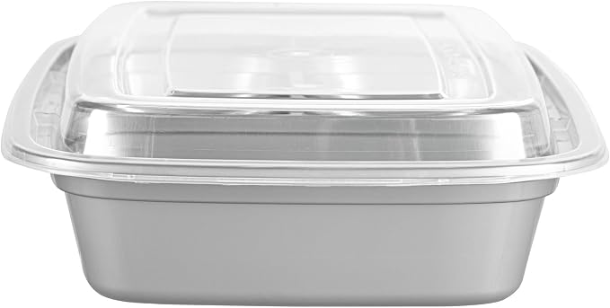 Asporto 26 Ounce Compartment Take Out Boxes, 100 Microwavable Meal Prep Containers - 3 Compartments, With Clear Plastic Lids, Silver Plastic Food Containers, Do Not Contain BPA - Restaurantware - Image 15