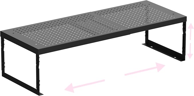 Stackable Expandable Metal Shelf Organizer - Adjustable Wire Storage Rack with Holes for Kitchen, Bathroom, Cabinet, Office - Space Saving, Durable & Sturdy Design（1PACK/Medium/Black by HOMEPAGE