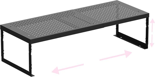 Stackable Expandable Metal Shelf Organizer - Adjustable Wire Storage Rack with Holes for Kitchen, Bathroom, Cabinet, Office - Space Saving, Durable & Sturdy Design（1PACK/Medium/Black by HOMEPAGE