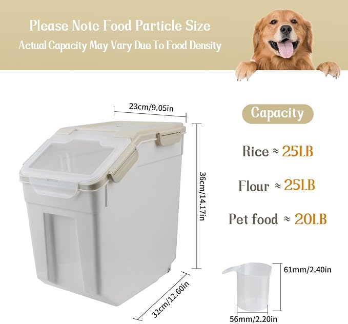 AnRui Airtight Rice Storage Container 30LBS, Large Flour Storage Containers BPA Free Kitchen Pantry Food Storage Bin Sugar Snack Cereal Grain Organizer Box with Wheel, Scoop, 4Pack, Grey - Image 2