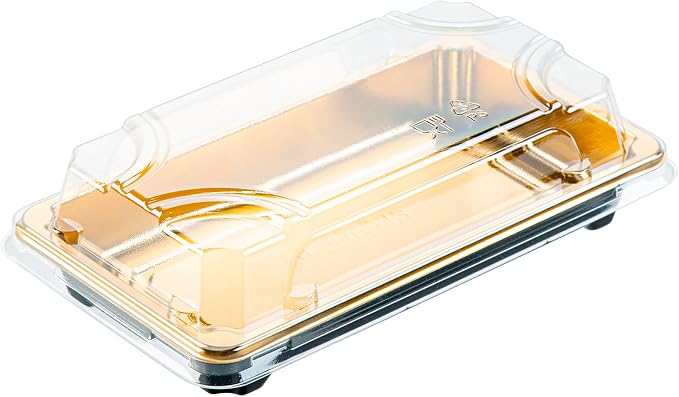Restaurantware Plastic Sushi Trays 100 Pack of 6.1 x 3.5 x 1.77 Inch With Clear Lids Leak-Resistant Sushi Take Out Boxes Stackable Containers For Grab-And-Go by Restaurantware
