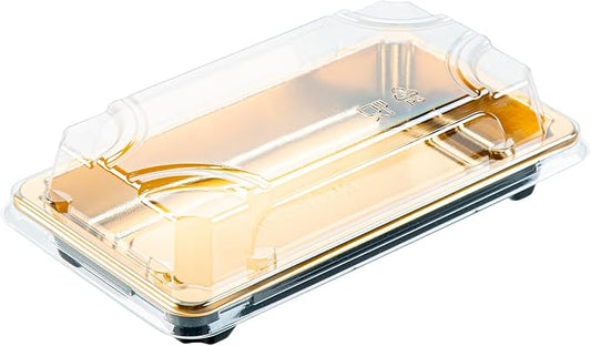 Restaurantware Plastic Sushi Trays 100 Pack of 6.1 x 3.5 x 1.77 Inch With Clear Lids Leak-Resistant Sushi Take Out Boxes Stackable Containers For Grab-And-Go by Restaurantware