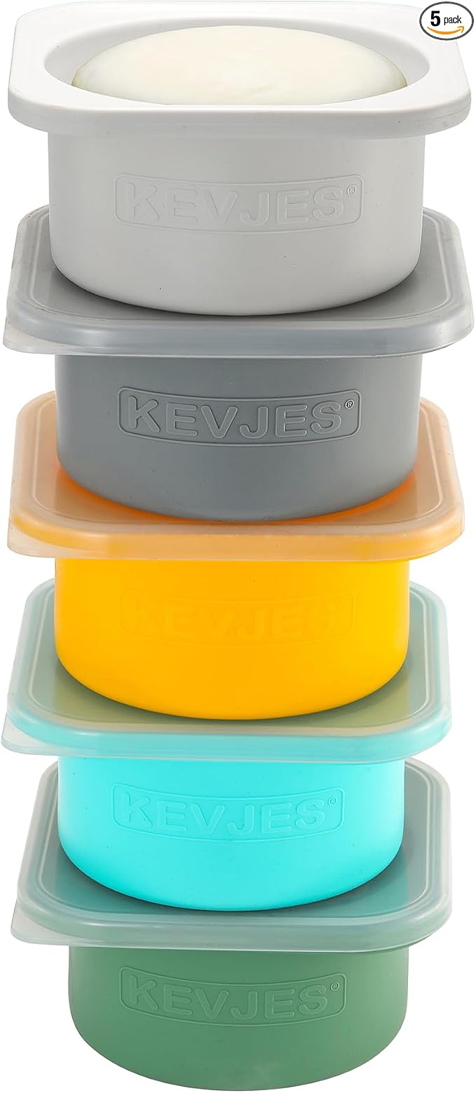 Stackable Silicone Artisan Pizza Dough Proofing Containers with Lids pizza making accessories (1 Yellow+1 Green+1Blue+1 Gray+1 Space Gray) by kevjes