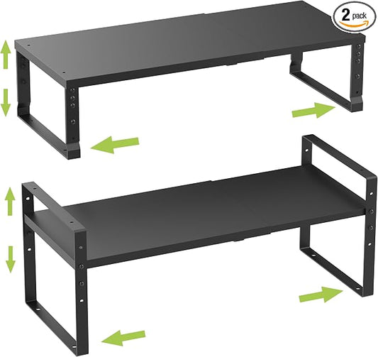Jojocross Expandable,Stackable Spice Rack,Seasoning Organizer and Storage,Spices Jar Racks for Cabinet,Countertop, Metal Pantry, Cupboard,Laundry Storages,Heavy Duty(2 PACKS/LARGE/BLACK) by JOJOCROSSHIGHQUALITYLIFE