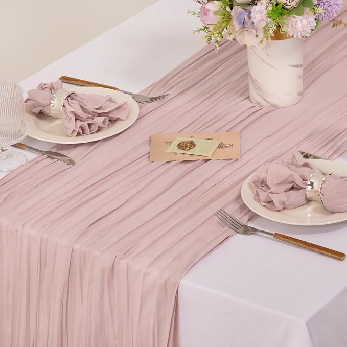 Cloth Napkins Set of 60 21"x21" Reusable Cheesecloth Napkins Dusty Pink | Boho Rustic Dinner Napkins Washable Gauze Table Napkins Cloth Hemmed Edges for Wedding Bridal Shower Family Gathering Decor - Image 4