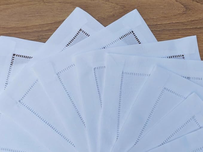 Set of 50 White Cotton Cocktail Napkins (6"x6") – 100% Pure Cotton Cloth Coasters with Elegant Ladder Hemstitch – Bulk Value Pack - Image 7
