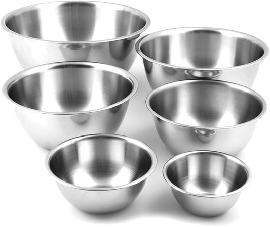 Fox Run 6-Piece Nesting Stainless Steel Polished Mixing Bowls Set | 0.5, 1.25, 2.75, 4.25, 6.25 and 10.75 Quart Mixing Bowl Set | Nesting Bowls For Easy Storage | Durable Stainless Steel Bowls by foxrunbrands