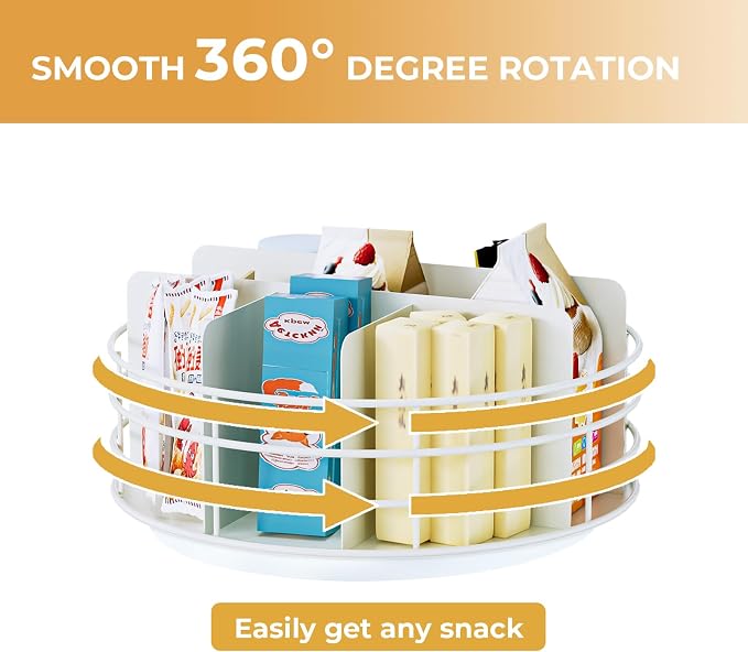 Snack Organizer - Versatile Snack Storage, Lazy Susan with Convenient Grab-and-Go Design, Metal Snack Holder for Home, Office, Breakroom, 10.85" L x 10.85" W x 5" H (White) - Image 6