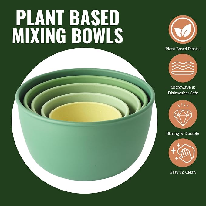 Bamboozle Astrik Mega Baking Bundle| 5 Piece Mixing Bowl Set | Measuring Cups and Spoons | Silicone Lid Set | Cooking and Meal Prep | Dishwasher Safe | Microwave Safe | Fresh Guacamole - Image 7