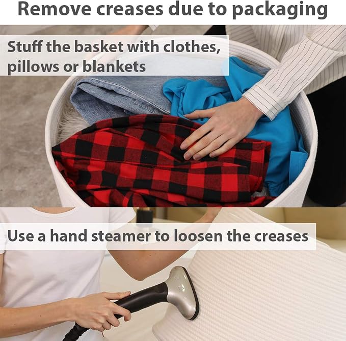 20x15 Inch Extra Large Round Cotton Rope Storage Basket with Lid, Decorative Woven Bin with Cover for Living Room Bedroom Closet, White - Image 5