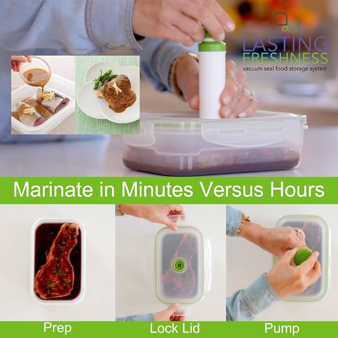BPA-Free Plastic Vacuum Seal Containers with Hand Pump – Airtight Food Storage, Meal Prep & Pantry Organization, Preserves Freshness 5X Longer, 11-Piece Set - Image 6