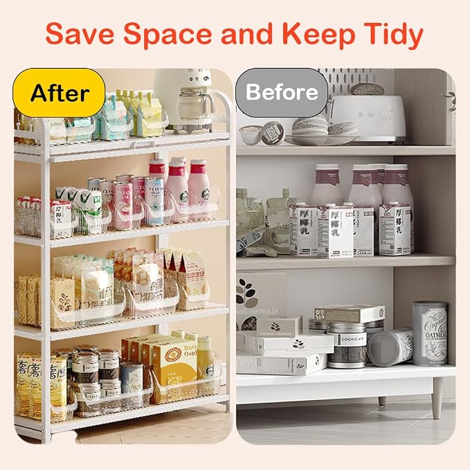 2 Pack Large Snack Organizer for Countertop, Clear Snack Storage Bin | 13.7"×9.3"×6" for Kitchen Pantry, 6 Compartment Plastic Snack Bar with Dividers for Cabinet, Chip Packet Holder for Office - Image 5