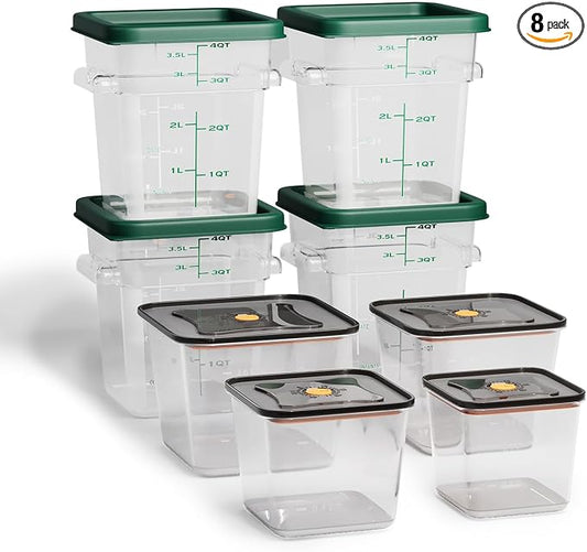 8 Pack Food Storage Containers with Lids；BPA-Free Cereal, Rice, Flour, Pasta & Snack Container, Stackable & Durable,Kitchen Pantry Organizer （0.95qt+1.5qt+2.2qt+3.2qt+4 * 4qt） by Unknown