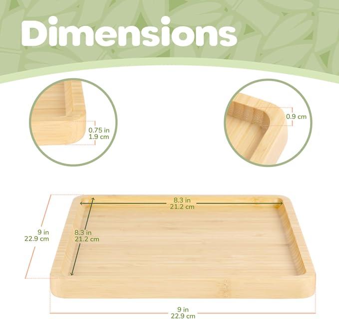 BambooMN Square Bamboo Serving Tray - 9x9 - Vertical Tray - Image 2