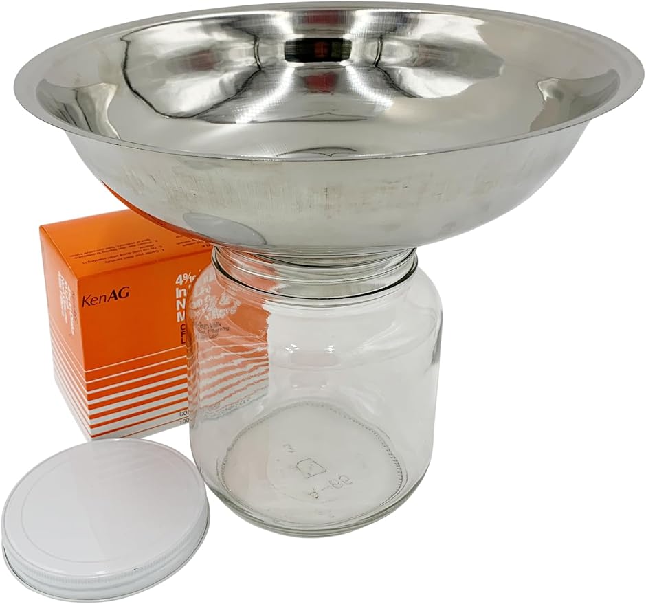 SS Strainers (Medium Strainer with Glass Jar Combo, Half Gallon Jar Combo) by The+Dairy+Shoppe