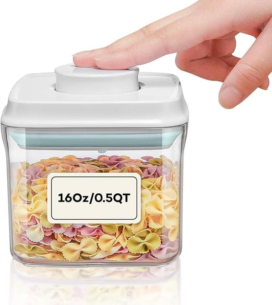 Bop Top Airtight Food Storage Containers | Pop-Top Lid | 2 Cups / 16 Oz | kitchen canister set, for flour, sugar, snacks, pasta, baking by iChewie