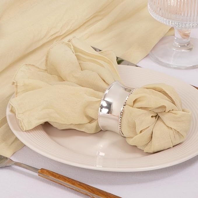 Cloth Napkins Set of 24 21"x21" Reusable Cheesecloth Napkins Bulk Champagne | Boho Rustic Dinner Napkins Washable Gauze Table Napkins Cloth Hemmed Edges for Wedding Bridal Shower Family Gathering Decor - Image 3