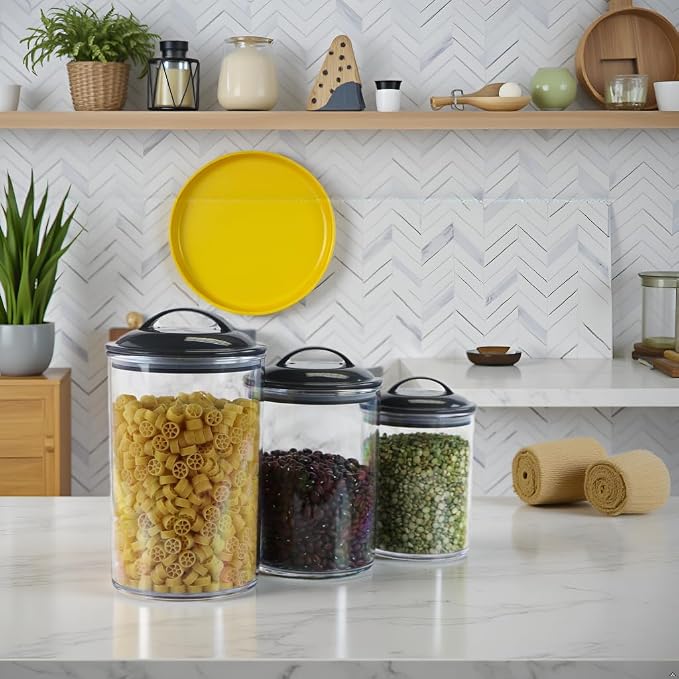 Food Storage Containers, BPA Free Airtight Canisters for Cereal, Pasta, Sugar, Coffee, Flour, Cookies, Loose Tea, for Kitchen Organization by Reston Lloyd, Set of 3, Charcoal Gray - Image 6