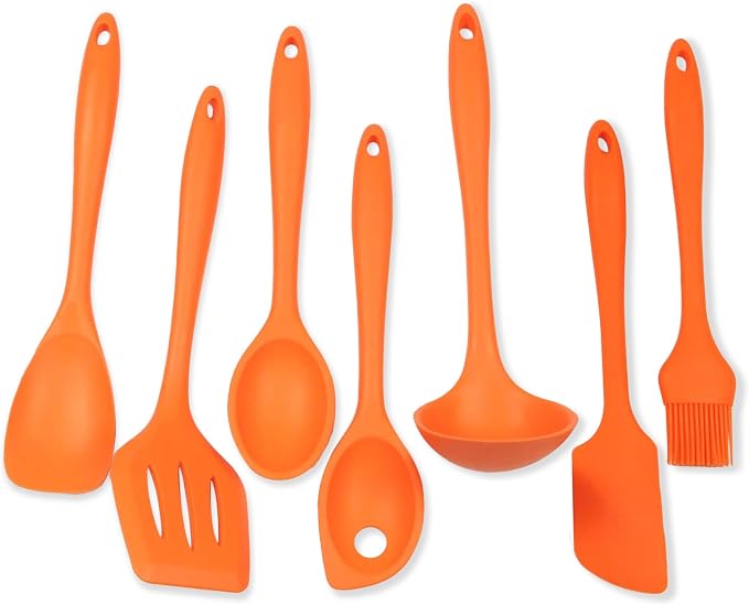 Chef Craft 7 Piece Silicone Kitchen Tool and Utensil Set, Orange (42078) by ChefCraft