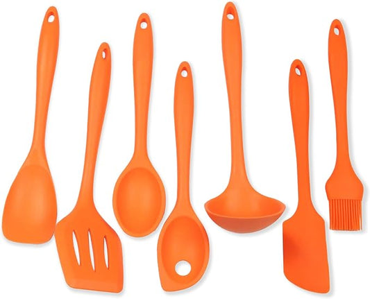 Chef Craft 7 Piece Silicone Kitchen Tool and Utensil Set, Orange (42078) by ChefCraft