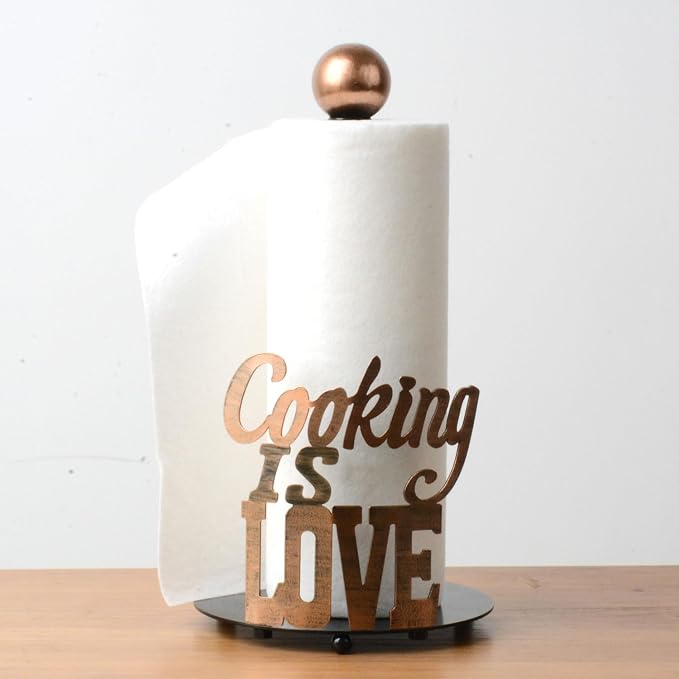 HAUCOZE Text Paper Towel Holder Countertop Metal Paper Roll Stand 13.4 Inch | Freestanding Paper Dispenser with Weighted Base Kitchen Decor Table Centerpiece Gift for Dining Room Bathroom - Image 2
