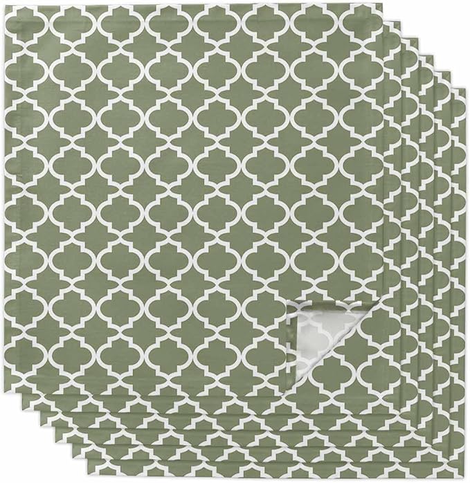 Cloth Napkins Set of 6-20x20 Inches, Green Morocco Washable Reusable Table Napkins, Boho Farmhouse Abstract Geometric Simple Soft & Absortbent Dining Napkin for Party Wedding Hotel Restaurant by Unknown