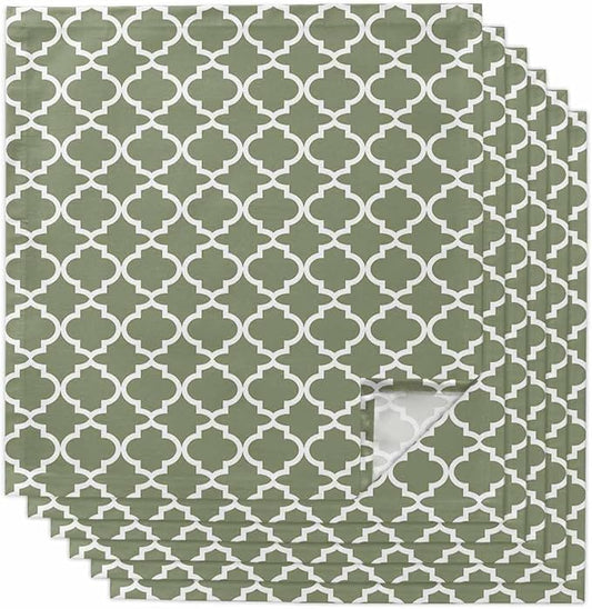 Cloth Napkins Set of 6-20x20 Inches, Green Morocco Washable Reusable Table Napkins, Boho Farmhouse Abstract Geometric Simple Soft & Absortbent Dining Napkin for Party Wedding Hotel Restaurant by Unknown