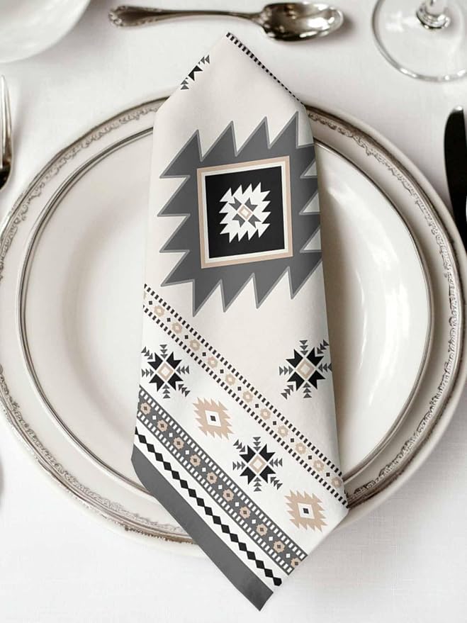 Boho Southwest Cloth Napkins Washable Set of 6, 20 x 20 Inch Reusable Aztec Tribal Ethnic Geometric Aesthetic Dinner Table Napkins Cloth Bulk for Weddings Kitchen Restaurants Hotel Events Parties - Image 2