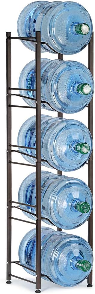 LIANTRAL 5 Gallon Water Jug Holder, 5 Tiers Brown Heavy Duty Water Rack | Freestanding Water Bottle Organizer for Home Office by LIANTRAL