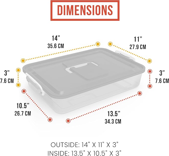 Chef Pomodoro Pizza Proofing Box, 14x11 In, Fits 4-6 Dough Balls, Grey | Stackable Transparent Dough Tray with Carry Handle, ABS Plastic Pizza Dough Container for Bread Proofing - Image 5