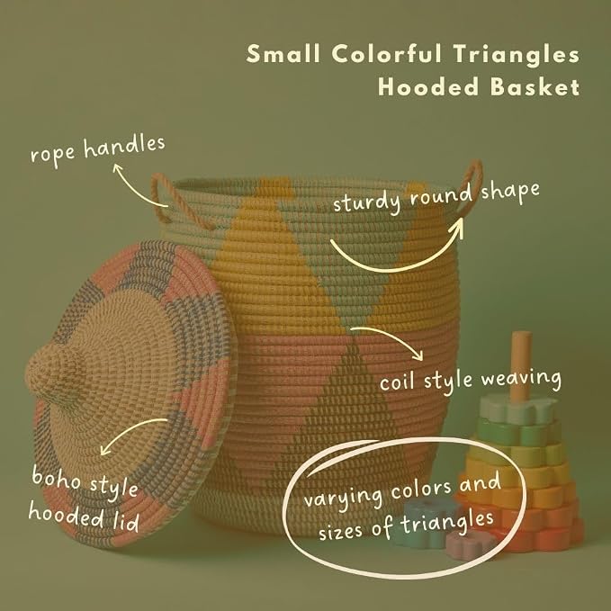 Baby Hamper, Colorful Triangles, Small, 12" Wide - Image 2