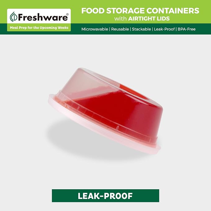 Freshware Food Storage Containers [50 Set] 8 oz Plastic Deli Containers with Lids, Slime, Soup, Meal Prep Containers, BPA Free, Stackable, Leakproof, Microwave, Dishwasher and Freezer Safe - Image 4