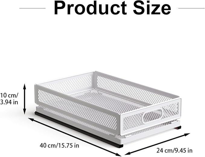 Pull Out Cabinet Organizer, Slide Out Drawers Fixed with Adhesive Nano Film, Pantry Shelves Sliding Drawer Storage Organization for Kitchen/Bathroom/Bedroom (15.7*9.4*3.9inch/40*24*10cm) - Image 3