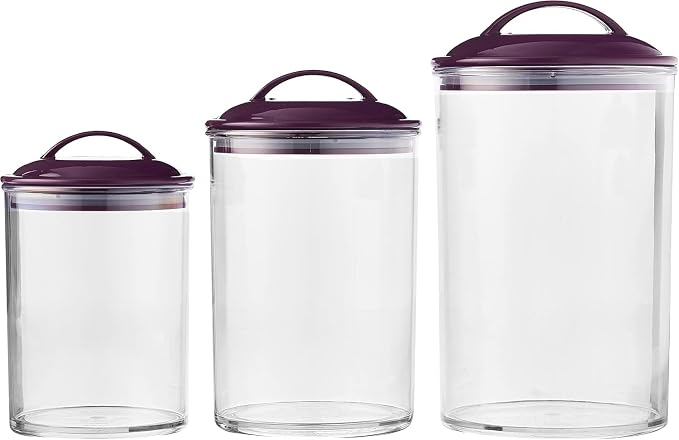 Reston Lloyd Food Storage Containers, BPA Free Airtight Canisters for Cereal, Pasta, Sugar, Coffee, Flour, Cookies, Loose Tea, for Kitchen Organization, Set of 3, Plum - Image 11