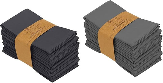 RUVANTI Bundle of 12-Pack Cloth Napkins (18x18 inch) Dark Grey with 12-Pack Cloth Napkins (18x18 inch) Charcoal Grey Cotton Blend. Soft, Washable Kitchen Linen for Dinner, Weddings & Cocktail Parties. by Ruvanti