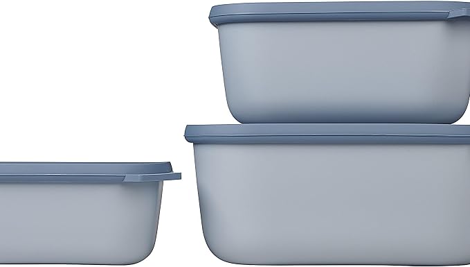 Mepal – Multi Bowl Cirqula 3-Piece Set – Food Storage Container with Lid - Suitable as Airtight Storage Box for Fridge & Freezer, Microwave Container & Servable Dish - 750, 1500, 3000ml - Nordic Black by MEPAL