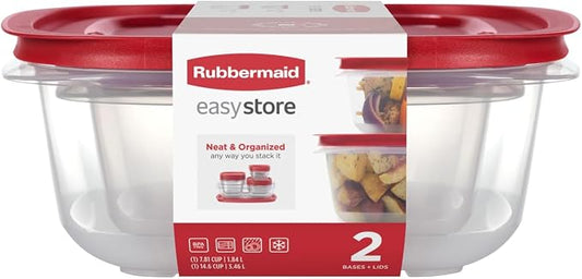 Rubbermaid 7.81- and 14.66-Cup EasyStore Square Containers, 2 Pack, Food Storage Containers, Food Storage Containers with Lids by Unknown