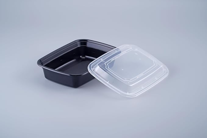 X PACK 32oz Black Meal Prep Containers (150)-Heavy Duty Food Storage Containers w/Lids Plastic Bento Box Reusable BPA Free Lunch Boxes Disposable, Microwave Dishwasher Freezer Safe - Image 2
